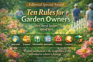 Editorial Special Award “Ten Rules for Garden Owners” by Cheryl Taylor – Spring 2014