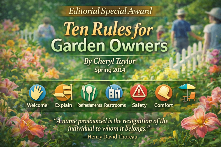 Editorial Special Award “Ten Rules for Garden Owners” by Cheryl Taylor – Spring 2014
