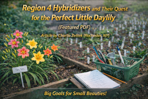 Best Article About Hybridizing “Region 4 Hybridizers and their Quest for the Perfect Little Daylily” by Charlie Zettek – Spring 2015