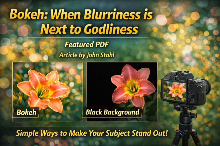 Best Article About Photographing Daylilies “Bokeh: When Blurriness is next to Godliness” by John Stahl – Spring 2016